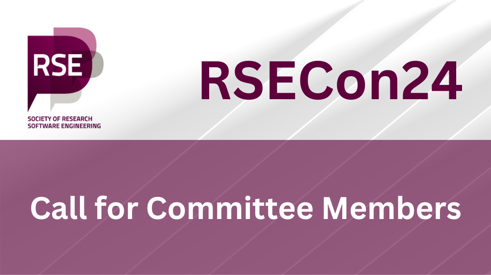 RSECon24 Call for Committee Members, the RSE Society logo