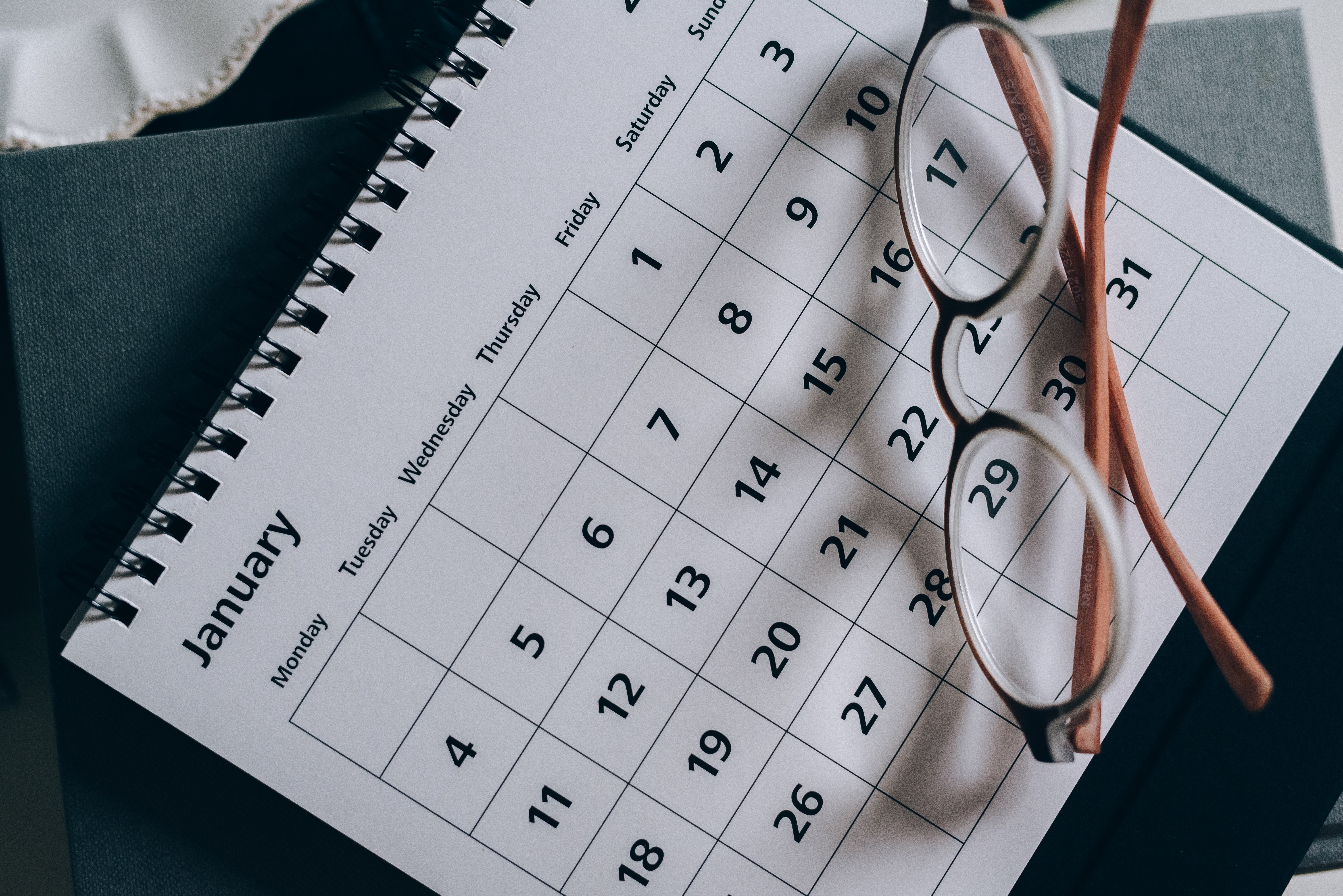 calendar and glasses