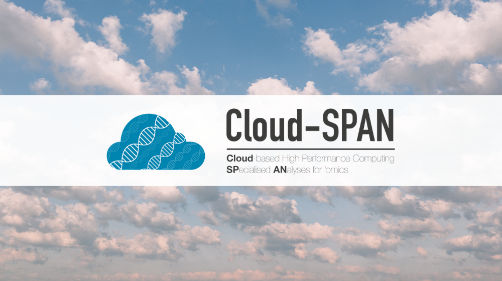 cloud-SPAN logo, a picture of clouds in the background