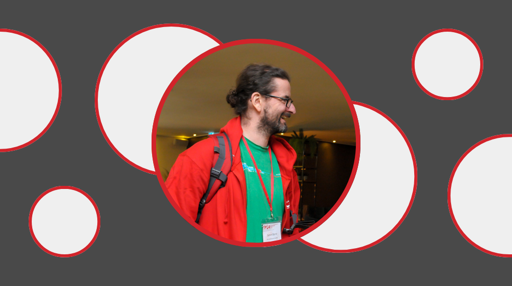 James Byrne on an abstract background