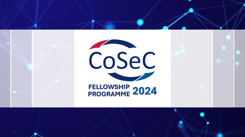 CoSeC logo on an abstract background