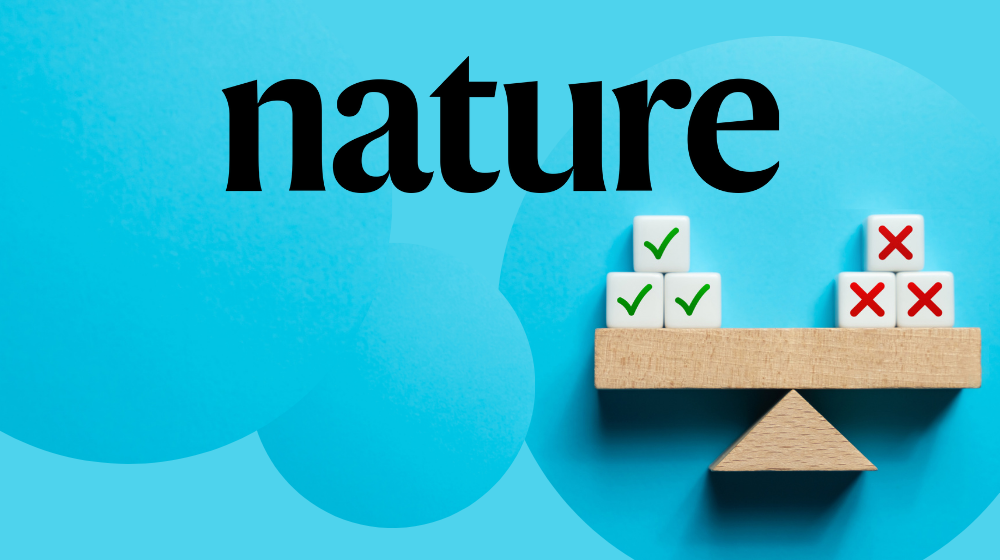 the logo of nature and a scale on a blue background