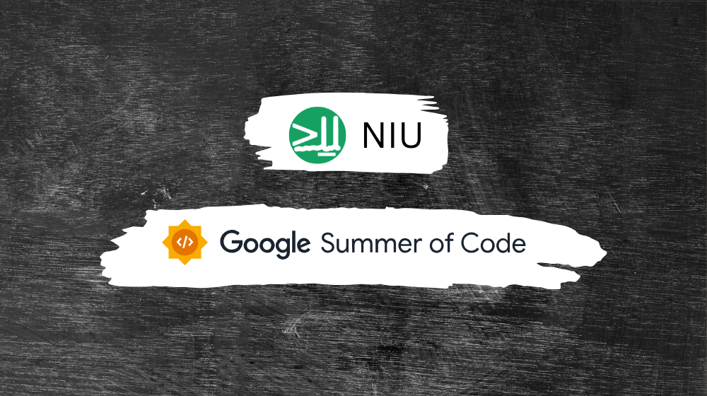 NIU and Google Summer or Code logos on a chalkboard