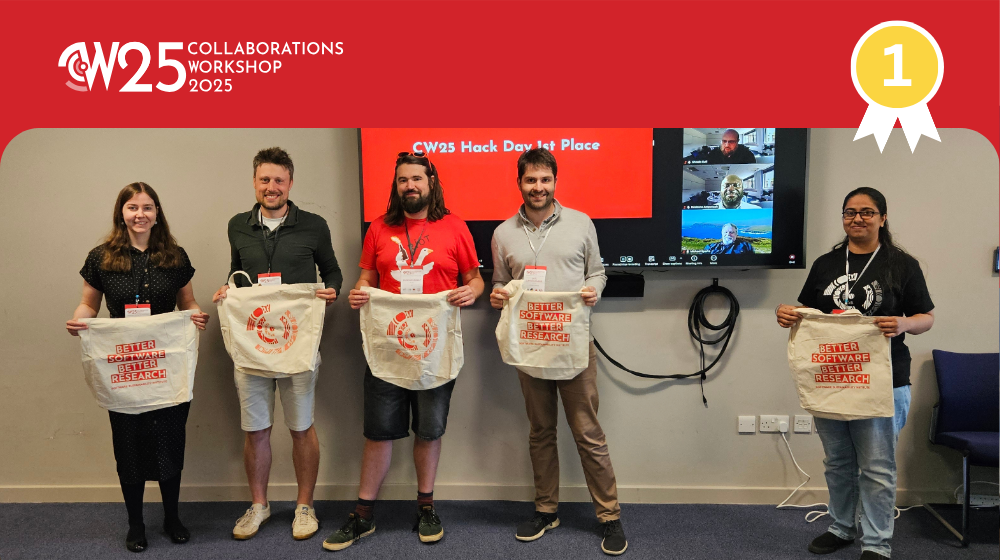 CW25 logo, 1st place winners at CW25 Hackday