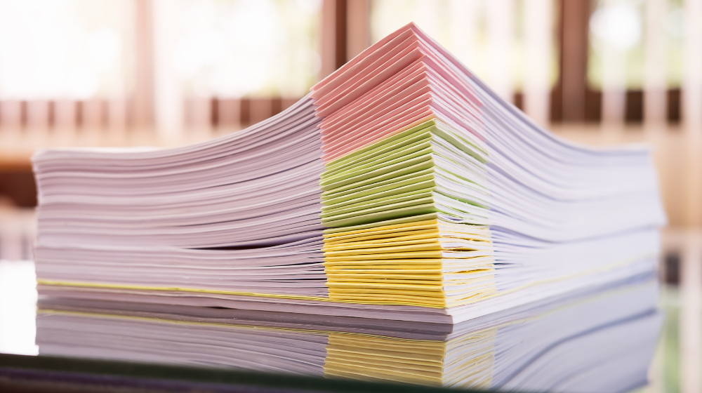 documents in a neat pile
