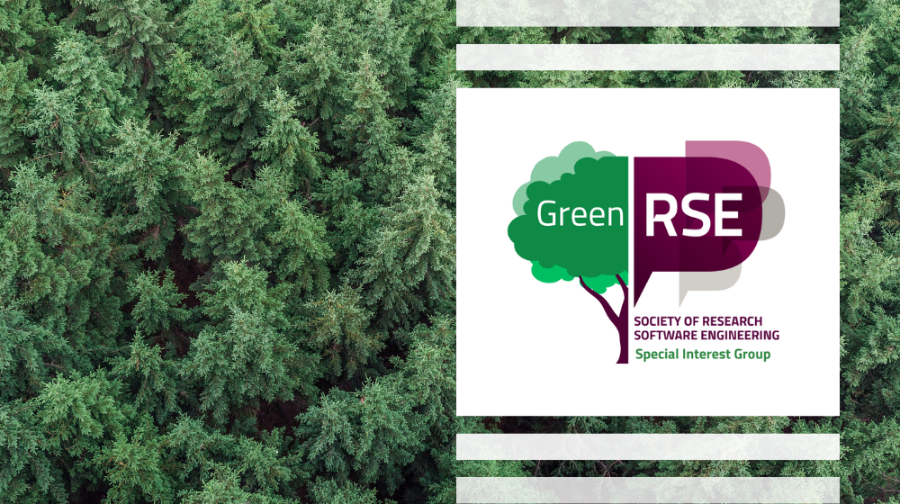 Green RSE logo, a conifer forest