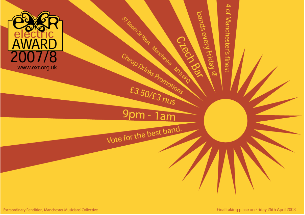 Image: Poster for the 2007 Lottery-funded “EXR Electric Award” battle of the bands series.