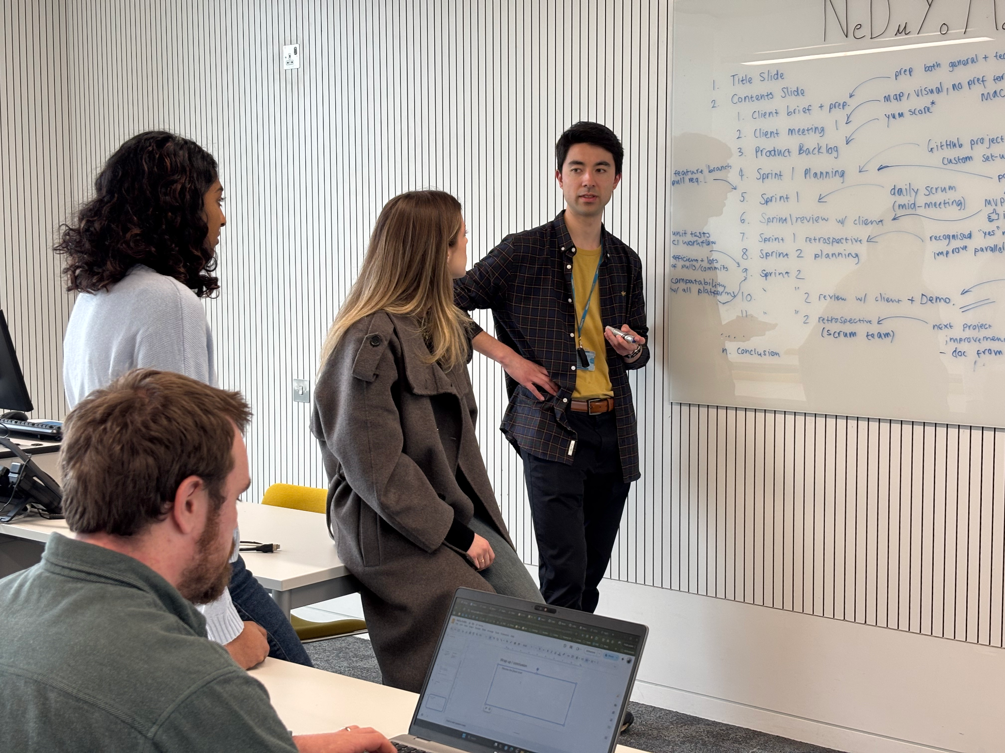 The NeDuYo team hold a presentation planning meeting