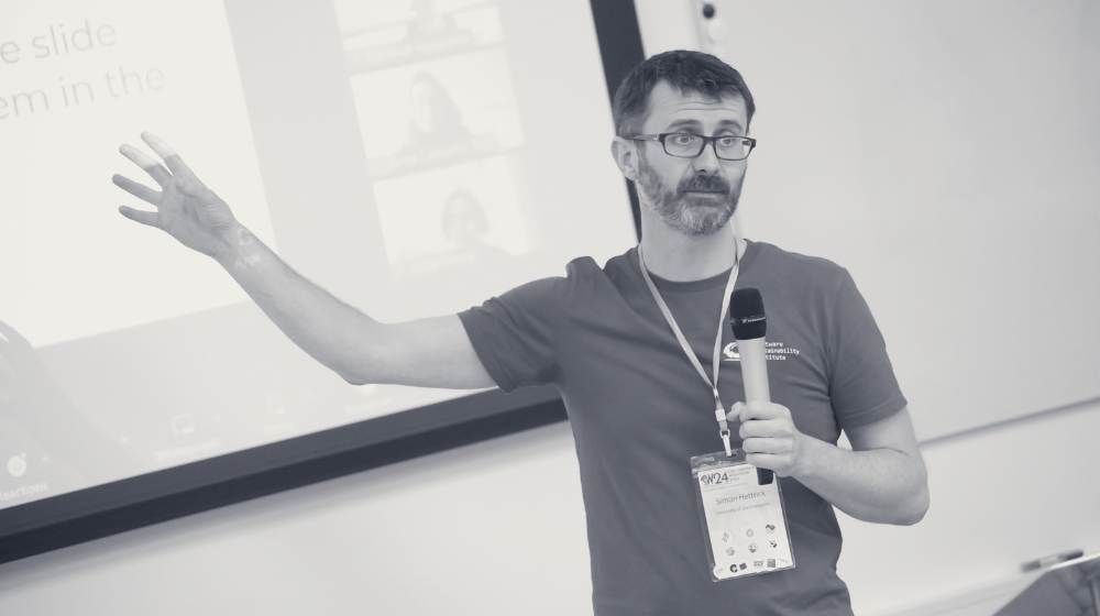 Simon Hettrick delivering a presentation