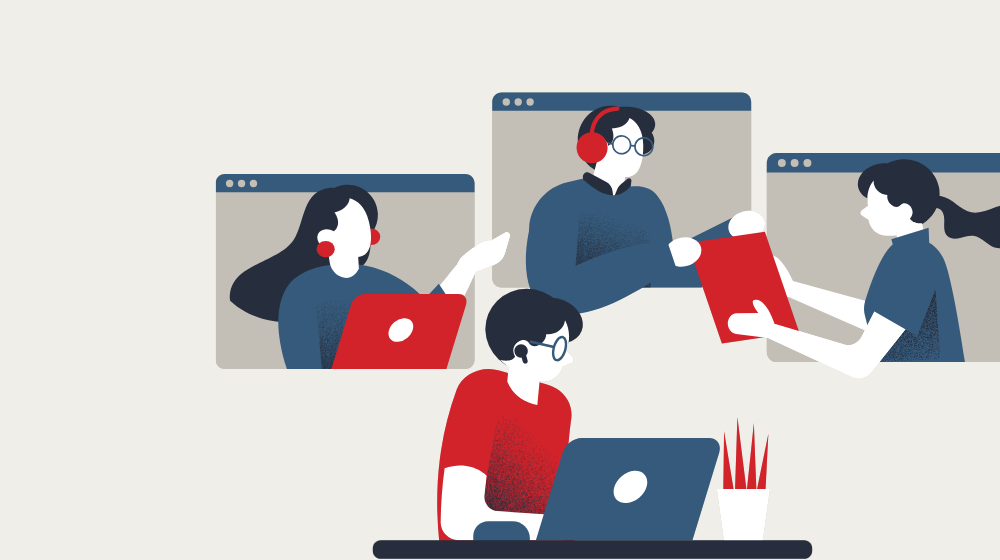 People helping each other remotely