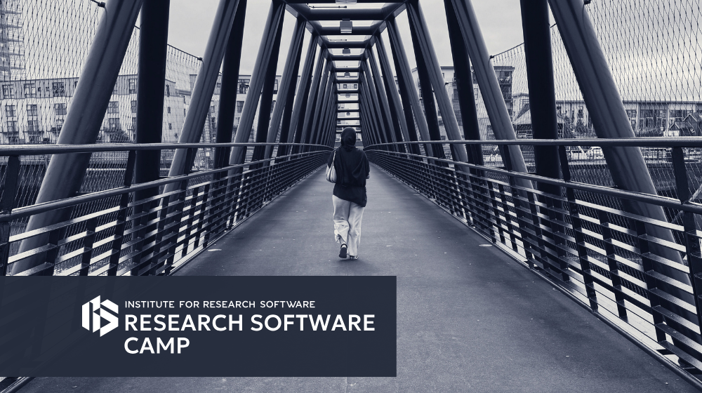 Research Software Camp 2026 Banner with person walking across a bridge