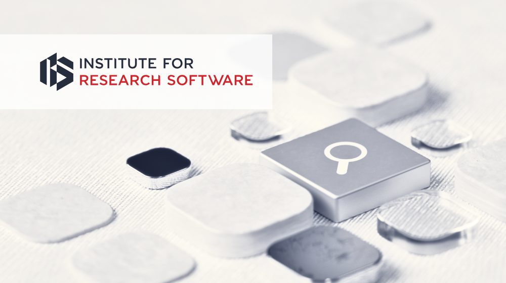 Image shows a keyboard with a search button and the Institute for Research Software logo