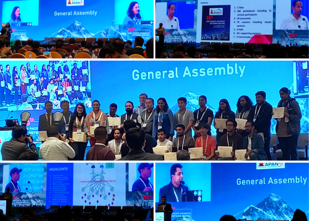 Liana Jacinta presenting at the APAN55 General Assembly, Rajan Parajuli presenting at the APAN55 General Assembly, Some highlights from behind-the-scenes of organising APAN55, All the Fellows at APAN55 General Assembly, APAN56 official launch presentation