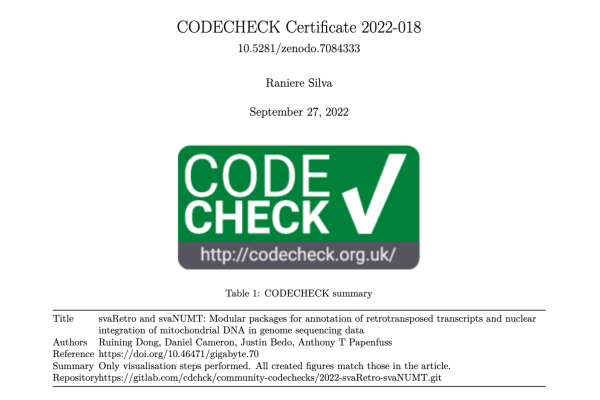 Zenodo Codecheck certificate
