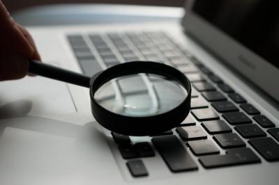Magnifying glass on computer