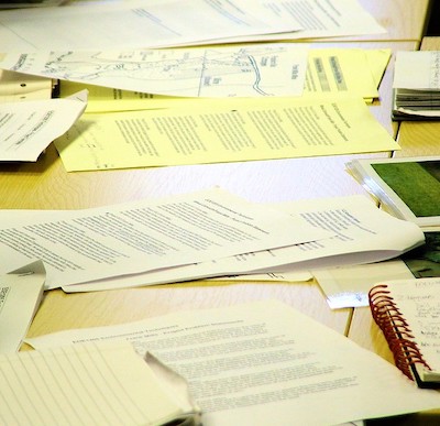 Papers on desk