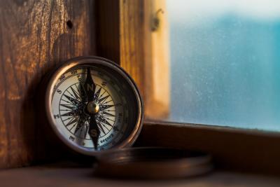 photo of a brass compass