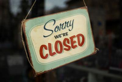 Sign saying sorry we're closed