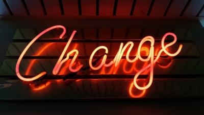 Neon sign that says 'change'