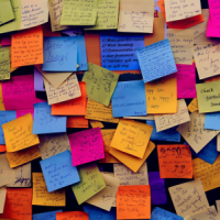 post-its on a wall