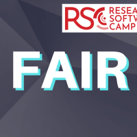 FAIR written on a dark background, RSC logo