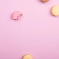 macarons with a bite out of one. 
