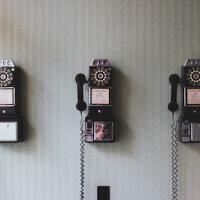 row of old telephones